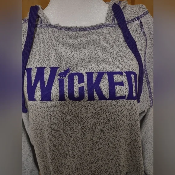NWOT Wicked hoodie sweatshirt grey with purple accents - Picture 3 of 7